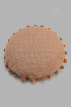 تنزيل الصورة على معرض الصور، Redtag-Brown-Round-Pom-Pom-Cushion-Cushions-Home-Bedroom-
