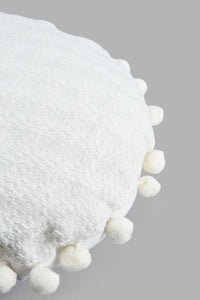 Redtag-White-Round-Pom-Pom-Cushion-Cushions-Home-Bedroom-