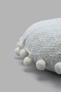 Redtag-White-Round-Pom-Pom-Cushion-Cushions-Home-Bedroom-