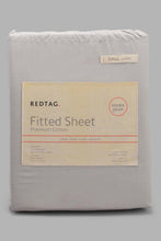 Load image into Gallery viewer, Redtag-Grey-Cotton-Fitted-Sheet-(Double-Size)-Fitted-Sheets-Double-Size-Home-Bedroom-
