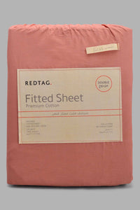 Redtag-Pink-Cotton-Fitted-Sheet-(Double-Size)-Fitted-Sheets-Double-Size-Home-Bedroom-