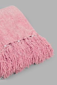 Redtag-Pink-Chenille-Throw-With-Fringe-Category:Throws,-Colour:Pink,-Filter:Home-Bedroom,-HMW-BED-Throws,-NAYA,-New-In,-New-In-HMW-BED,-Non-Sale,-S22C,-Section:Homewares-Home-Bedroom-