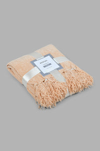 Redtag-Beige-Chenille-Throw-With-Beaded-Fringe-Category:Throws,-Colour:Beige,-Filter:Home-Bedroom,-HMW-BED-Throws,-LEGACY,-New-In,-New-In-HMW-BED,-Non-Sale,-S22C,-Section:Homewares-Home-Bedroom-
