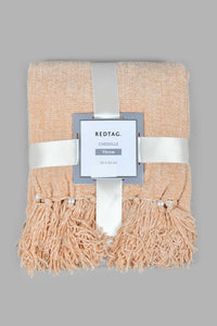 Redtag-Beige-Chenille-Throw-With-Beaded-Fringe-Category:Throws,-Colour:Beige,-Filter:Home-Bedroom,-HMW-BED-Throws,-LEGACY,-New-In,-New-In-HMW-BED,-Non-Sale,-S22C,-Section:Homewares-Home-Bedroom-