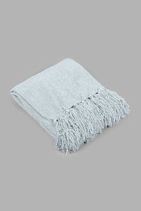 Redtag-Grey-Chenille-Throw-With-Fringe-Category:Throws,-Colour:Grey,-Filter:Home-Bedroom,-HMW-BED-Throws,-LEGACY,-New-In,-New-In-HMW-BED,-Non-Sale,-S22C,-Section:Homewares-Home-Bedroom-