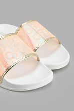 Load image into Gallery viewer, Redtag-Pink-Mesh-Slogan-Slide-Flip-Flops-Women&#39;s-
