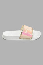 Load image into Gallery viewer, Redtag-Pink-Mesh-Slogan-Slide-Flip-Flops-Women&#39;s-
