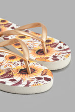 Load image into Gallery viewer, Redtag-Gold-Sunflower-Flip-Flop-Flip-Flops-Women&#39;s-
