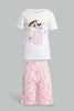 Redtag-White-Short-Sets-Pyjama-Sets-Senior-Girls-9 to 14 Years