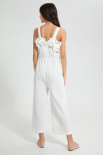 Load image into Gallery viewer, Redtag-White-Ruffled-Front-Jacquard-Jumpsuit-Dresses-Senior-Girls-9 to 14 Years
