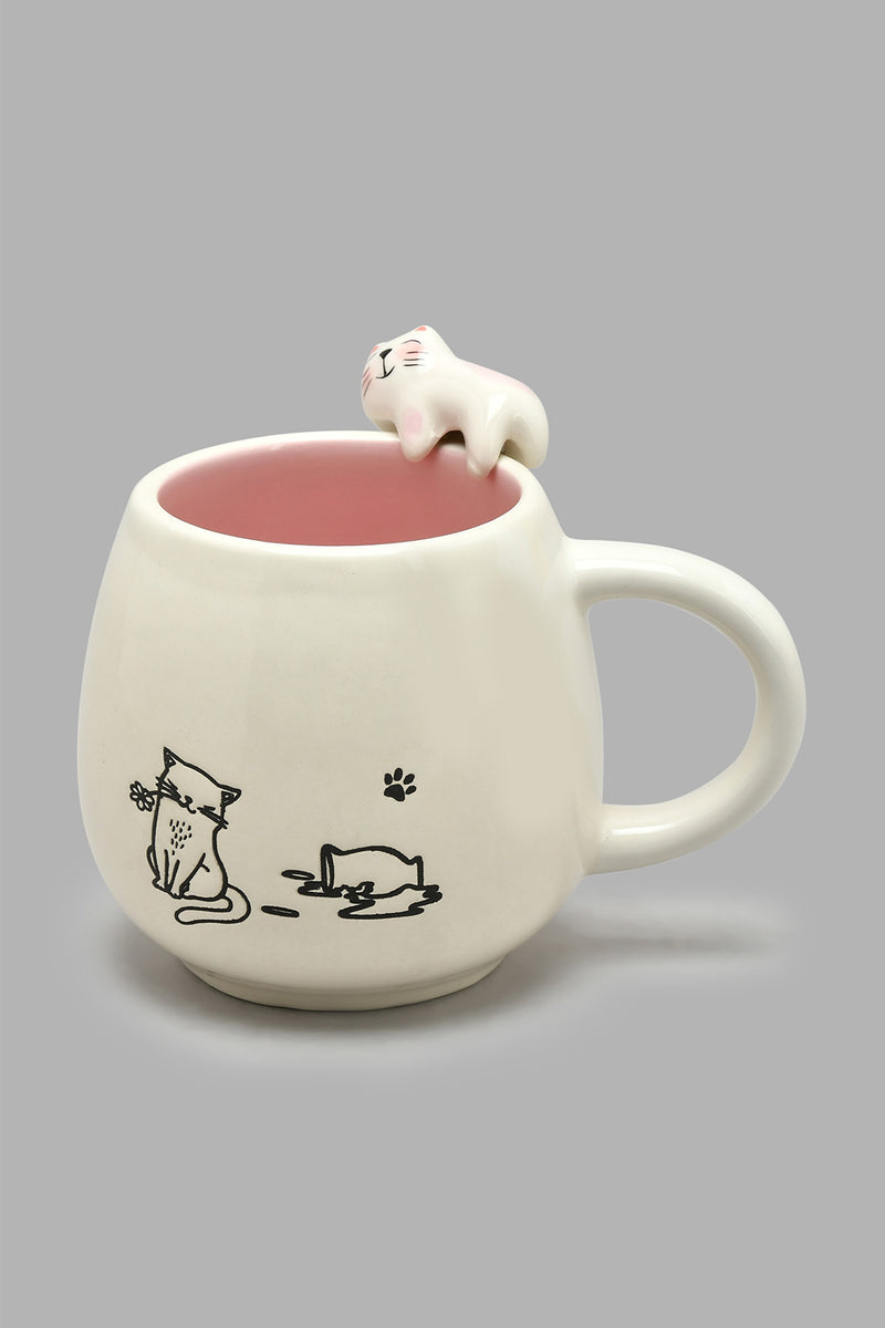 Redtag-Pink-Cat-Mug-Mugs-Home-Dining-