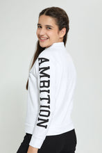 تنزيل الصورة على معرض الصور، Redtag-White-High-Neck-Sweatshirt-Active-Sweatshirts-Senior-Girls-9 to 14 Years
