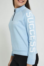 Load image into Gallery viewer, Redtag-Lt-Blue-High-Neck-Sweatshirt-Active-Sweatshirts-Senior-Girls-9 to 14 Years
