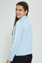 Load image into Gallery viewer, Redtag-Lt-Blue-High-Neck-Sweatshirt-Active-Sweatshirts-Senior-Girls-9 to 14 Years
