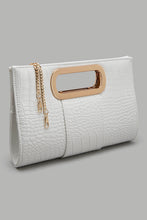 Load image into Gallery viewer, Redtag-White-Croc-Textured-Clutch-Bag-Clutches-Women-
