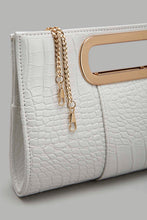 Load image into Gallery viewer, Redtag-White-Croc-Textured-Clutch-Bag-Clutches-Women-
