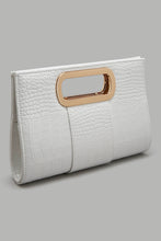 Load image into Gallery viewer, Redtag-White-Croc-Textured-Clutch-Bag-Clutches-Women-
