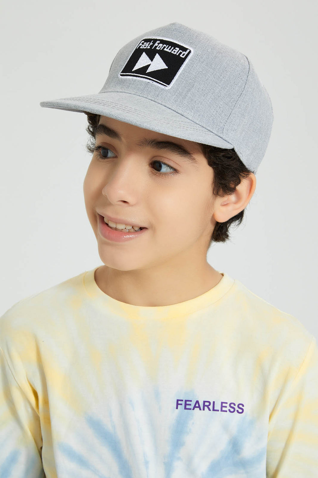 Redtag-Grey-Embroidered-Cap-Caps-Boys-