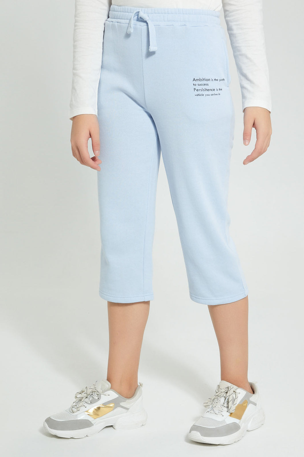 Redtag-Lt-Blue-Culottes-Pant-Joggers-Senior-Girls-9 to 14 Years