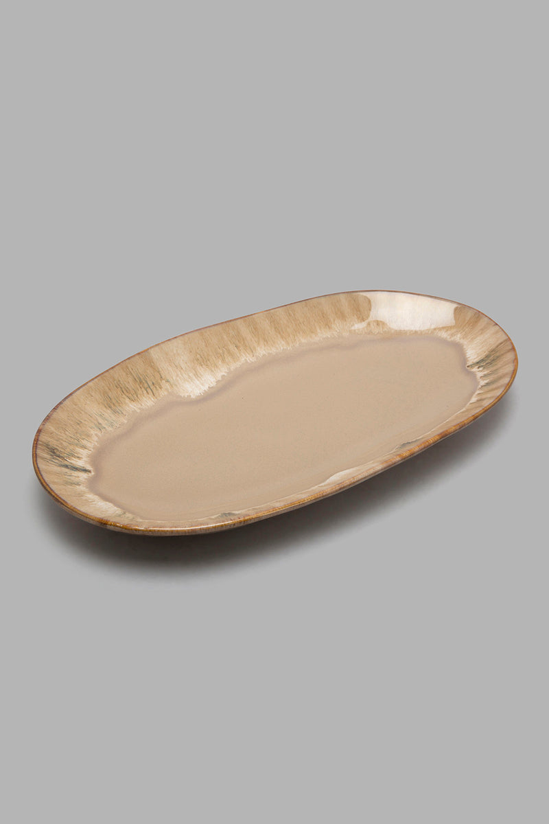 Redtag-Beige-Oval-Platter-Platter-Home-Dining-