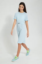 تنزيل الصورة على معرض الصور، Redtag-Blue-Jacquard-Dress-Dresses-Senior-Girls-9 to 14 Years
