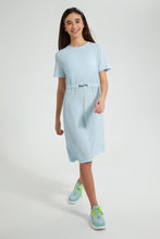 تنزيل الصورة على معرض الصور، Redtag-Blue-Jacquard-Dress-Dresses-Senior-Girls-9 to 14 Years
