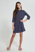 Load image into Gallery viewer, Redtag-Navy-Ditsy-Print-Nigth-Dress-Nightshirts-Senior-Girls-9 to 14 Years
