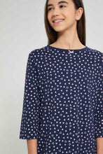 Load image into Gallery viewer, Redtag-Navy-Ditsy-Print-Nigth-Dress-Nightshirts-Senior-Girls-9 to 14 Years

