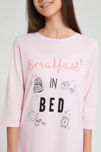 Redtag-Pink-Butterfly-Longer-Length-Night-Dress-Nightshirts-Senior-Girls-9 to 14 Years