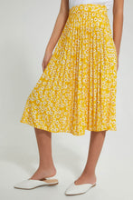 Load image into Gallery viewer, Redtag-Yellow-Floral-Pleated-Skirt-Skirts-Senior-Girls-9 to 14 Years
