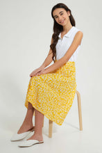 Load image into Gallery viewer, Redtag-Yellow-Floral-Pleated-Skirt-Skirts-Senior-Girls-9 to 14 Years
