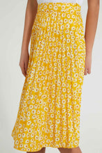 Load image into Gallery viewer, Redtag-Yellow-Floral-Pleated-Skirt-Skirts-Senior-Girls-9 to 14 Years
