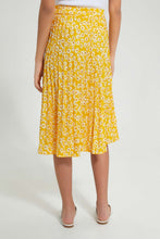 Load image into Gallery viewer, Redtag-Yellow-Floral-Pleated-Skirt-Skirts-Senior-Girls-9 to 14 Years
