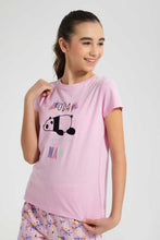 Load image into Gallery viewer, Redtag-Purple-Panda-Floral-Pajama-Sets-Pyjama-Sets-Senior-Girls-9 to 14 Years
