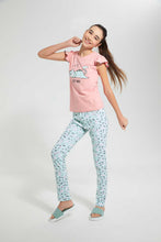 Load image into Gallery viewer, Pink And Blue Lazy Days Pajama Set (2 Piece)
