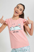 Load image into Gallery viewer, Pink And Blue Lazy Days Pajama Set (2 Piece)

