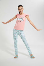 Load image into Gallery viewer, Pink And Blue Lazy Days Pajama Set (2 Piece)
