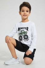 Load image into Gallery viewer, Redtag-White-Truck-Applique-Long-Sleeve-T-Shirt-All-Over-Prints-Boys-2 to 8 Years
