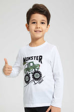 Load image into Gallery viewer, Redtag-White-Truck-Applique-Long-Sleeve-T-Shirt-All-Over-Prints-Boys-2 to 8 Years
