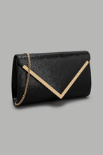 Load image into Gallery viewer, Redtag-Black-And-Beige-Snake-Textured-Envelope-Bag-Clutches-Women-
