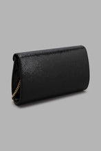 Load image into Gallery viewer, Redtag-Black-And-Beige-Snake-Textured-Envelope-Bag-Clutches-Women-
