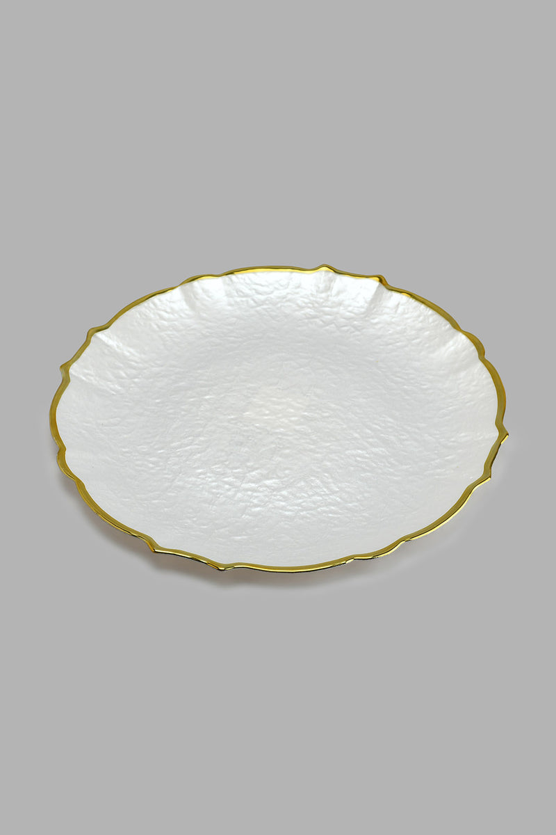 Redtag-White-Charger-Plate-With-Gold-Edges-Colour:White,-Filter:Home-Dining,-HMW-DIN-Accessories,-New-In,-New-In-HMW-DIN,-Non-Sale,-S22A,-Section:Homewares-Home-Dining-