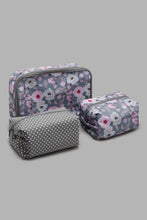 Load image into Gallery viewer, Redtag-Grey-Floral-Printed-Cosmetic-Pouches-Cosmetic-Pouches-Women-
