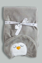 Load image into Gallery viewer, Redtag-Grey-Penguin-Hooded-Blanket-Baby-Blankets-Baby-0 to 12 Months
