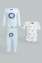 Load image into Gallery viewer, Blue And White Lion Print Gift Set (3 Piece)
