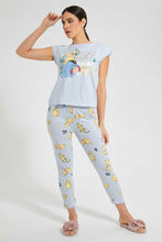 Load image into Gallery viewer, Redtag-Grey-Melange-Pooh-Printed-Pyjama-Set-Pyjama-Sets-Women&#39;s-
