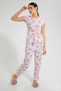 Redtag-Peach-Garfield-Printed-Pyjama-Set-Pyjama-Sets-Women's-