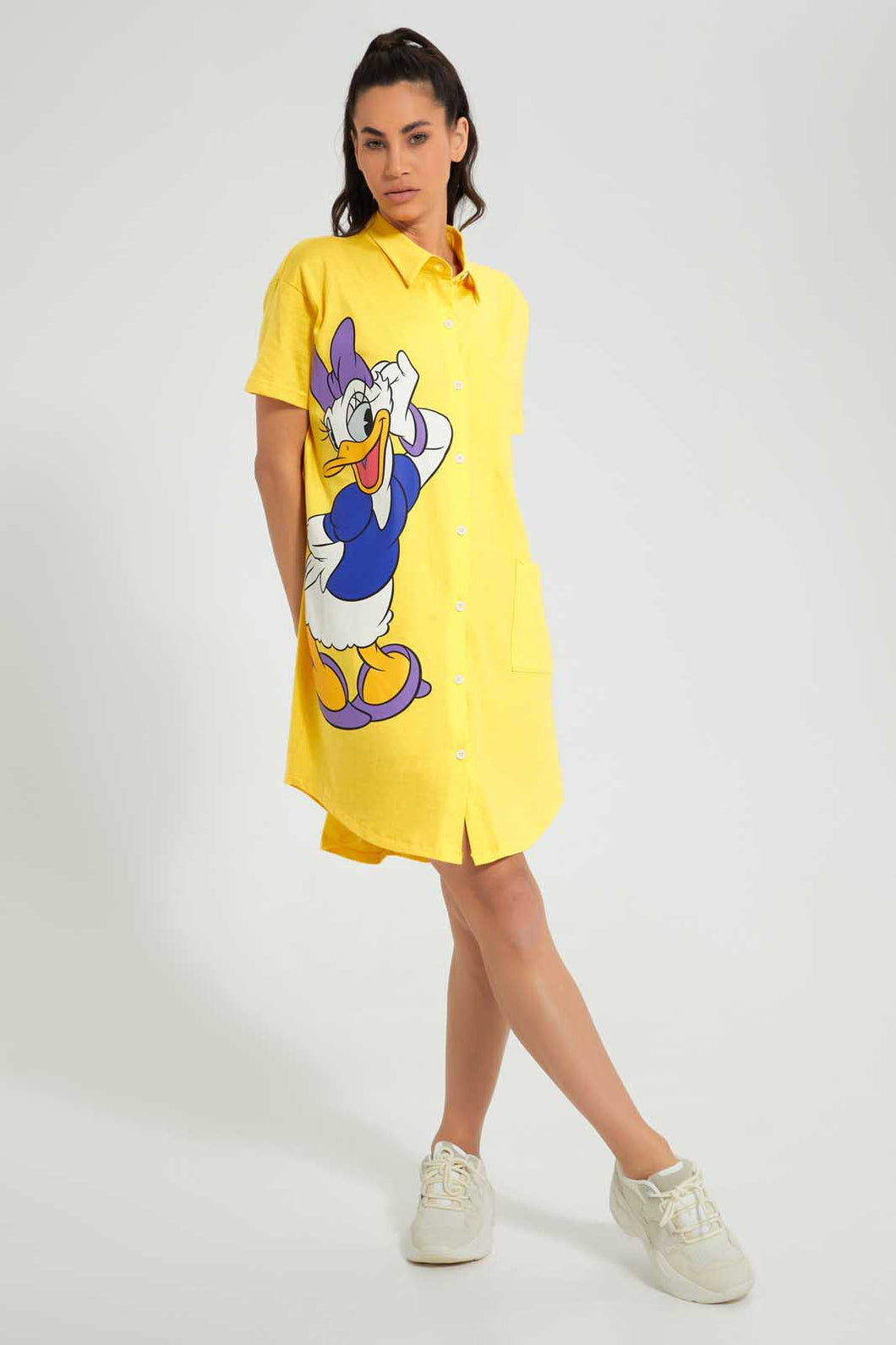 Redtag-Yellow-Daisy-Printed-Classic-Nightshirt-Nightshirts-Women's-