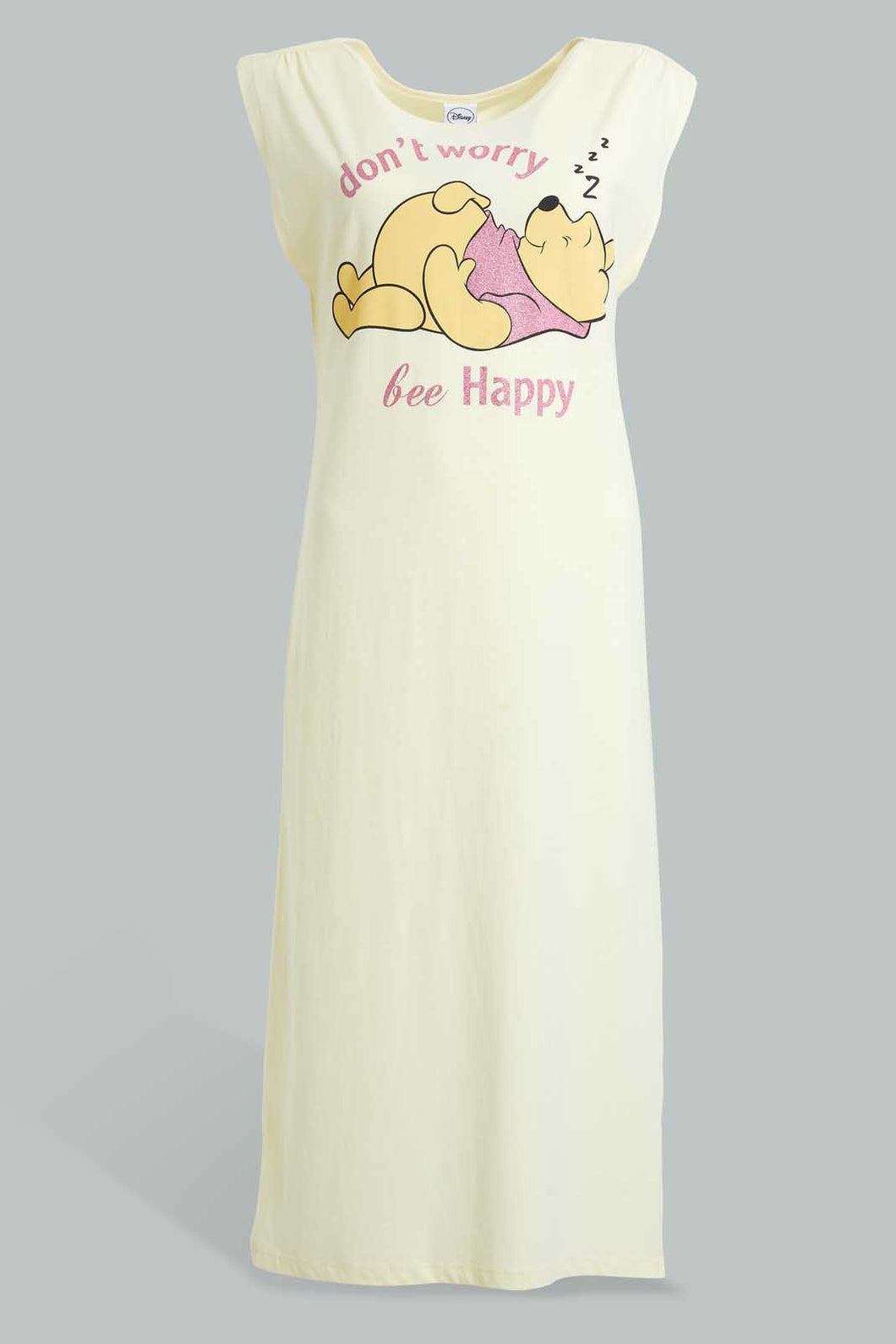 Redtag-Pale-Yellow-Pooh-Printed-Nightshirt-Nightshirts-Women's-