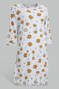 Redtag-Pale-Yellow-Garfield-Printed-Nightshirt-Nightshirts-Women's-